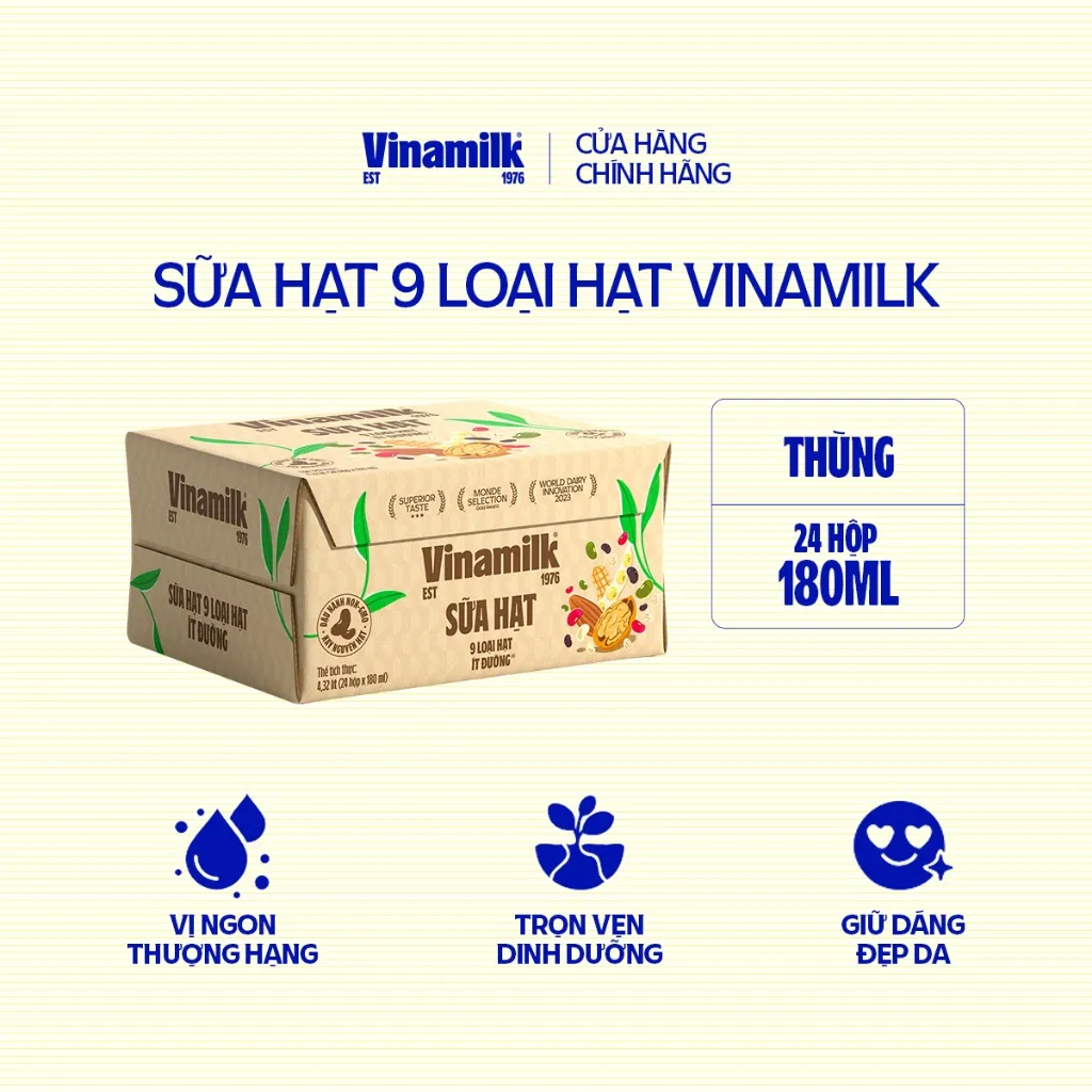 Ảnh Thùng 24 hộp Sữa hạt 9 loại hạt Vinamilk - hộp 180ml 1