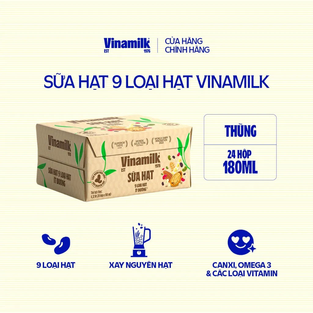 Ảnh Thùng 24 hộp Sữa hạt 9 loại hạt Vinamilk - hộp 180ml 2
