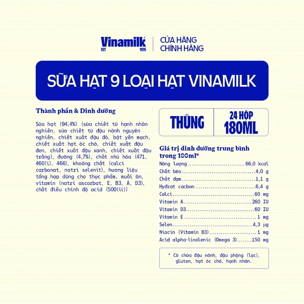 Ảnh Thùng 24 hộp Sữa hạt 9 loại hạt Vinamilk - hộp 180ml 3