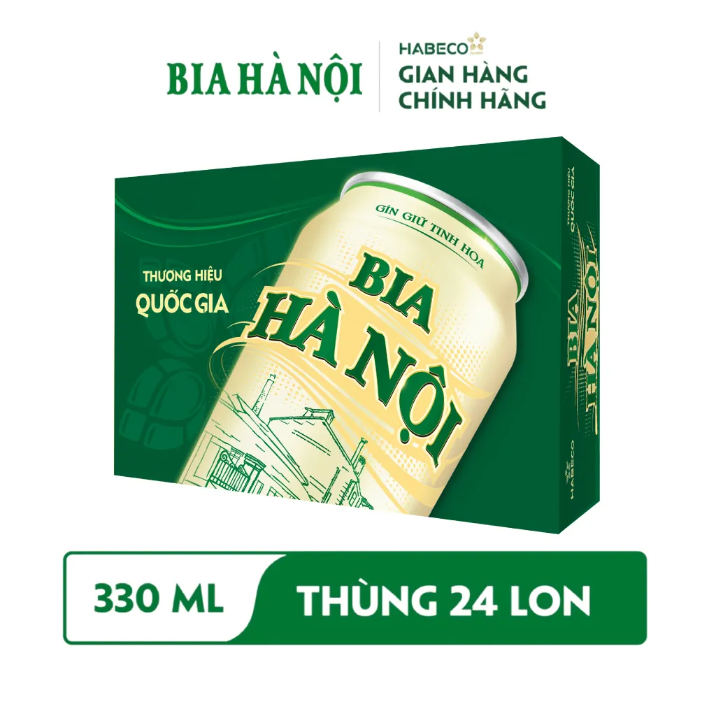 Ảnh Thùng 24 lon Bia Hà Nội Nhãn Xanh - HABECO (330ml/lon) 2