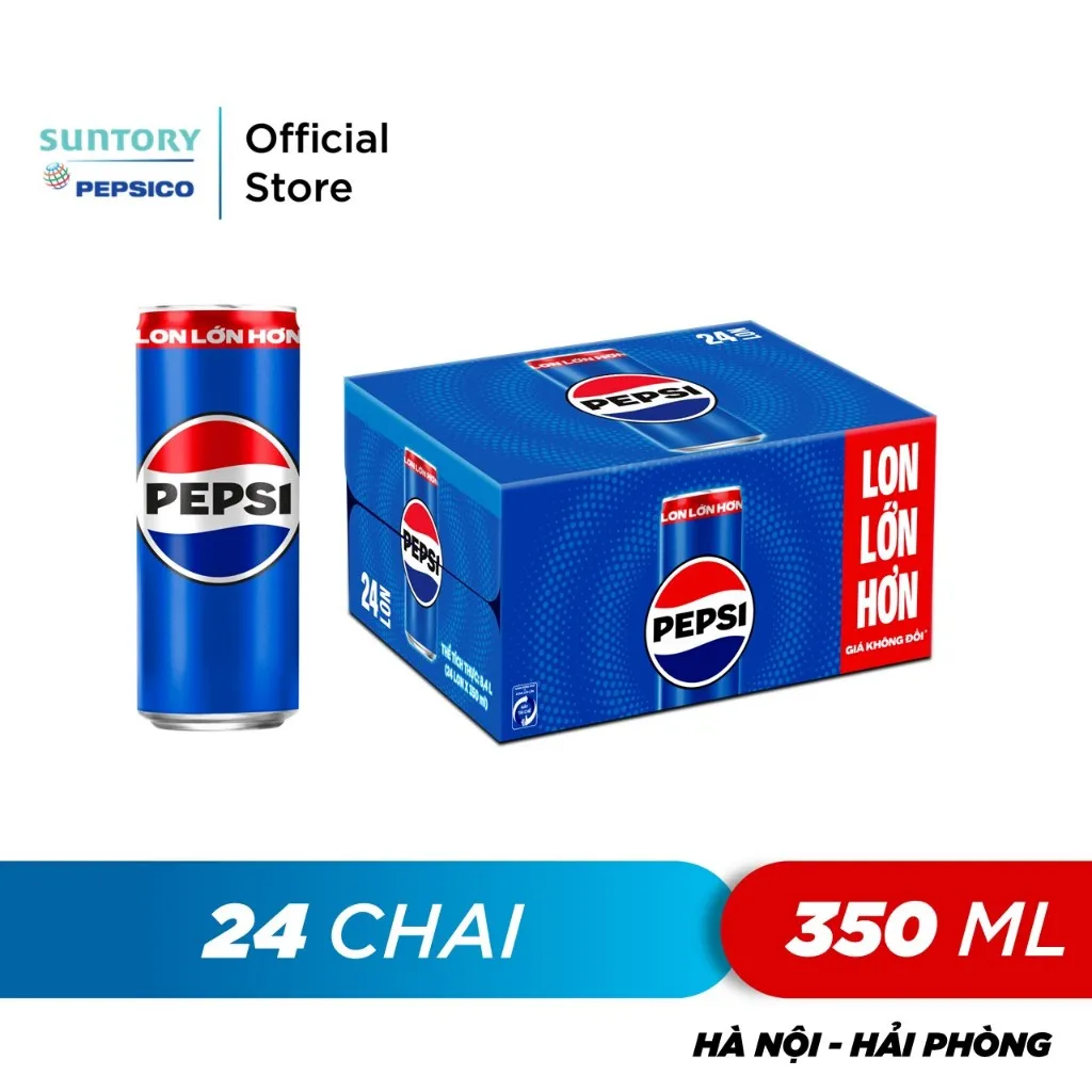 Ảnh Thùng 24 Lon Nước Ngọt Có Gaz Pepsi (320ml/lon hoặc 350ml/lon) 4