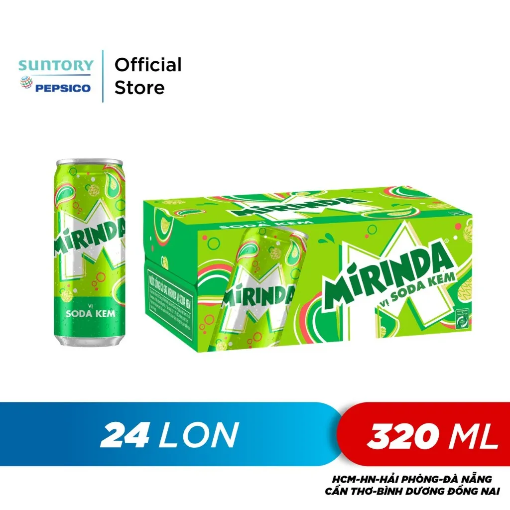 Ảnh Thùng 24 Lon Nước Ngọt Có Gaz Mirinda Soda Kem (320ml/lon) 1