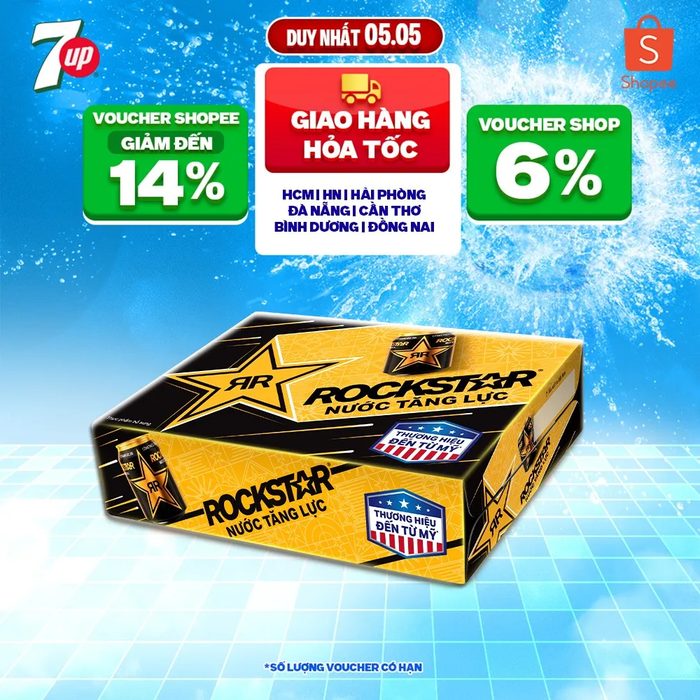 Ảnh Thùng 24 Lon Nước Tăng Lực Rockstar (250ml/lon) 1