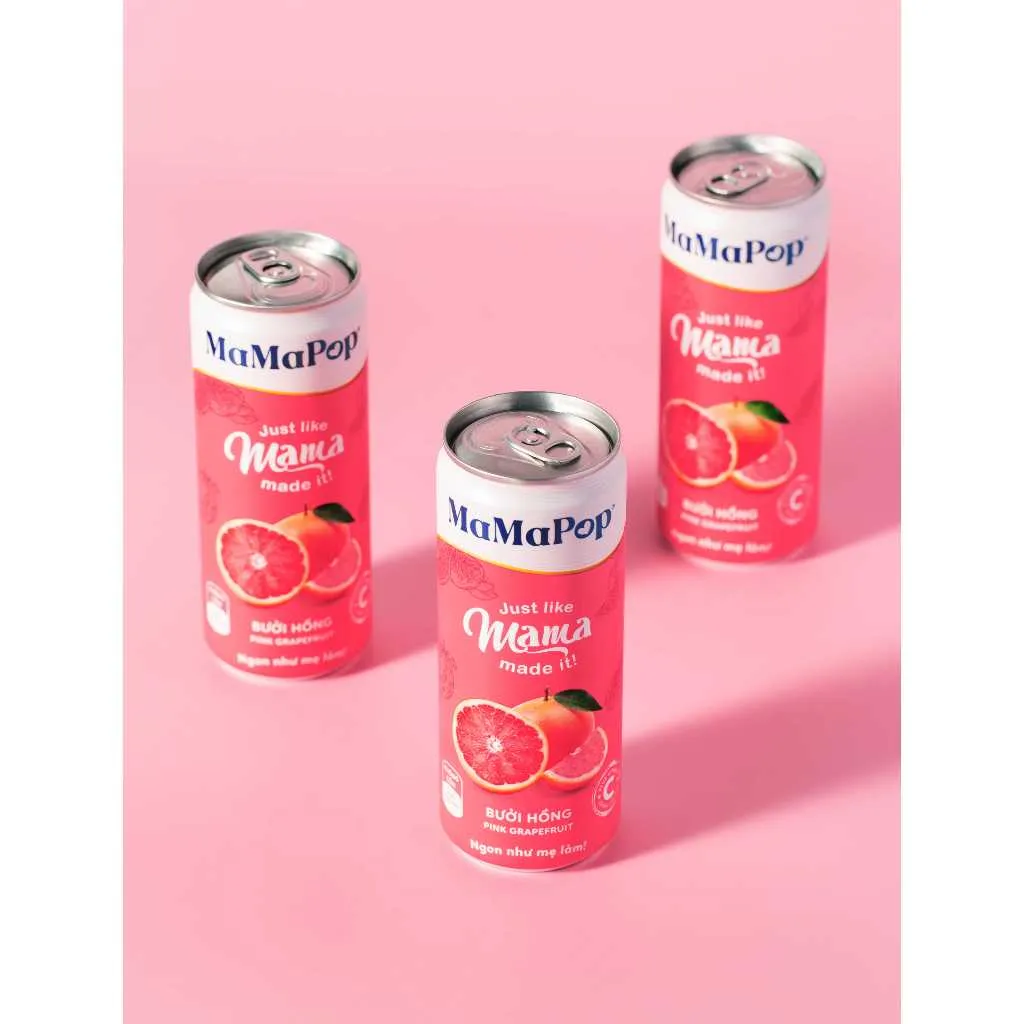 Ảnh Thùng 4 lon nước trái cây sparkling MaMaPop vị Bưởi Hồng (330ml/lon) - MP030 3