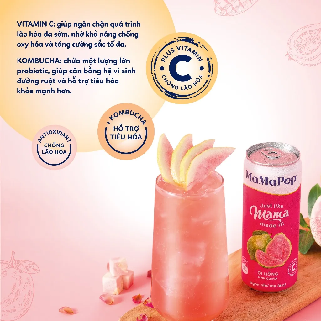 Ảnh Thùng 4 lon nước trái cây sparkling MaMaPop vị Gừng (330ml/lon) - MP030 1