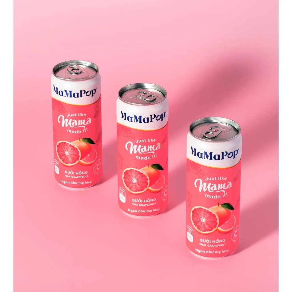 Ảnh Thùng 4 lon nước trái cây sparkling MaMaPop vị Bưởi Hồng (330ml/lon) - MP032 1