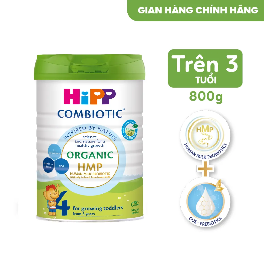 Ảnh Thùng 4 lon Sữa bột công thức HiPP 4 Organic Combiotic 800g dành cho trẻ từ 3 tuổi (4 lon x 800g) 1