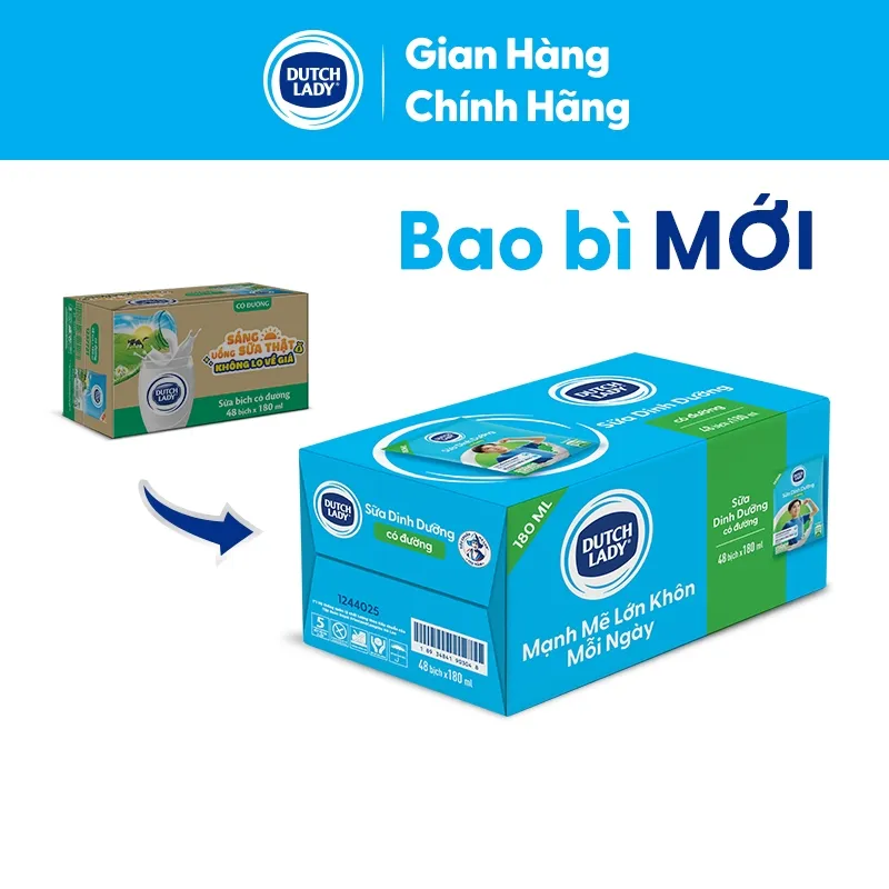 Ảnh Thùng 48 Bịch Sữa Dinh Dưỡng Dutch Lady Có Đường 48x180ml 2