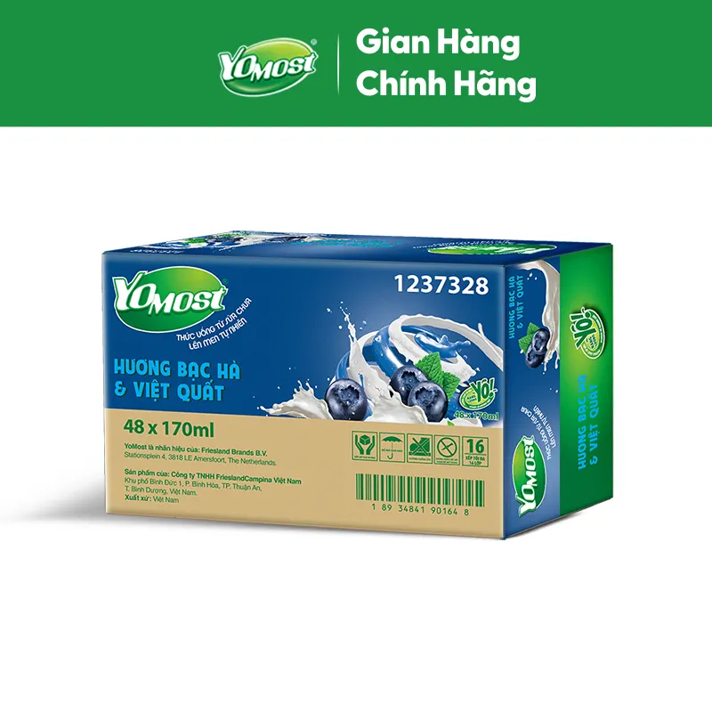 Ảnh Thùng 48 Hộp Sữa Chua Lên Men Tự Nhiên Yomost Bạc Hà - Việt Quất (170ml/Hộp) 2