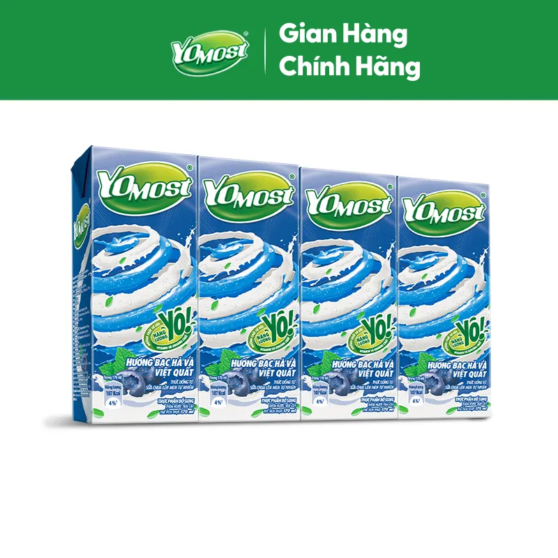 Ảnh Thùng 48 Hộp Sữa Chua Lên Men Tự Nhiên Yomost Bạc Hà - Việt Quất (170ml/Hộp) 3