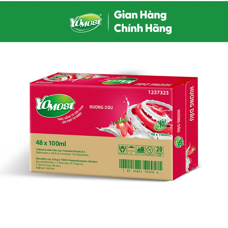 Ảnh Thùng 48 Hộp Sữa chua uống Yomost vị dâu 100ml/hộp 1