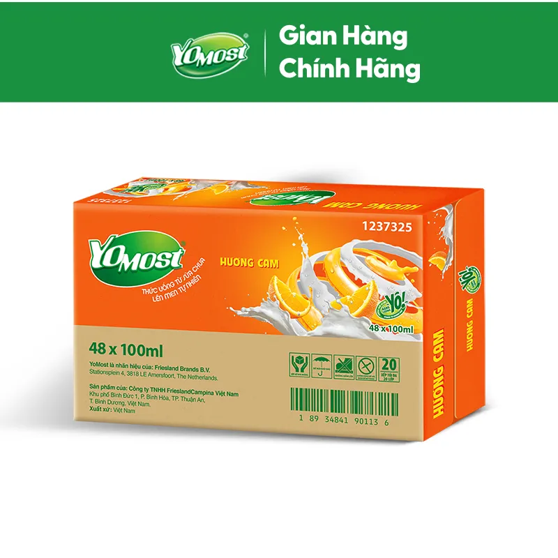 Ảnh Thùng 48 Hộp Sữa chua uống Yomost vị cam 100ml/hộp 1