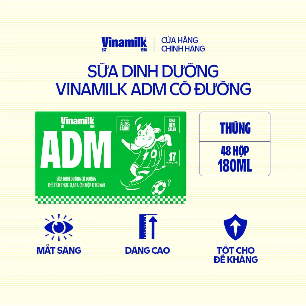Ảnh Thùng 48 Hộp sữa dinh dưỡng Vinamilk ADM Gold IQ có đường 180ml 1
