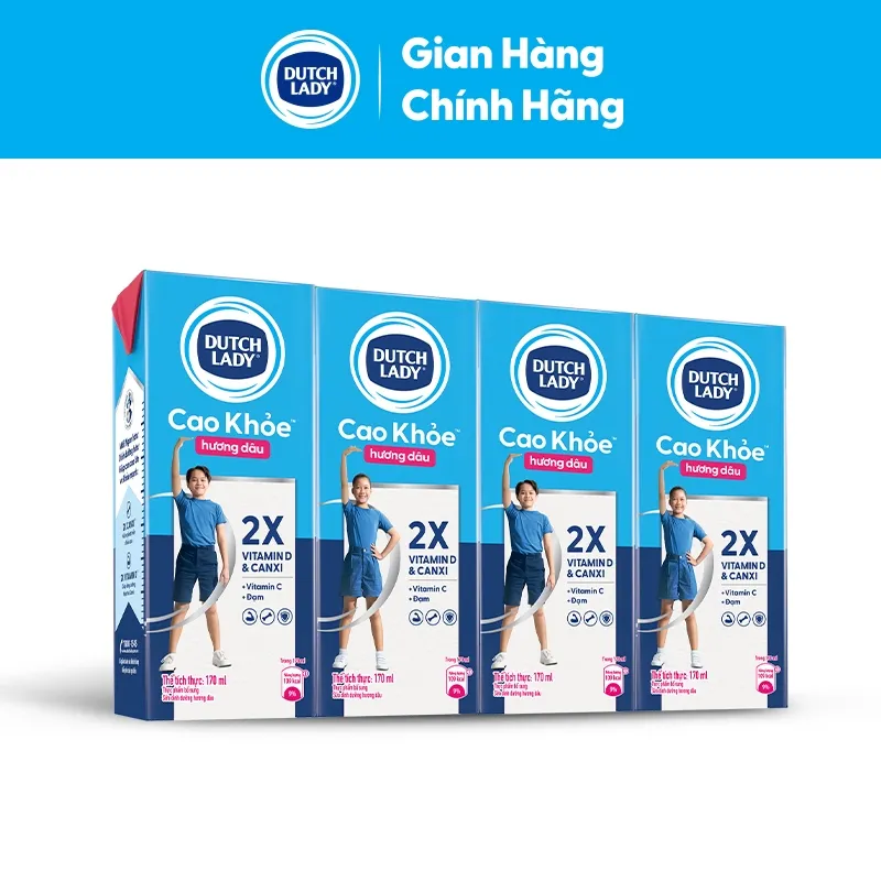 Ảnh Thùng 48 Hộp Sữa Dinh Dưỡng Dutch Lady Cao Khỏe Hương Dâu 48x170ml 1