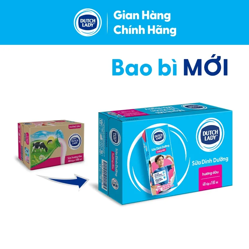 Ảnh Thùng 48 Hộp Sữa Dinh Dưỡng Dutch Lady Hương Dâu 48x180ml 3