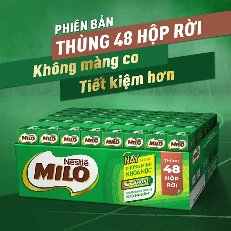 Ảnh Thùng 48 hộp sữa lúa mạch Nestlé MILO rời x 180ml không màng nhựa (48x180ml) 1