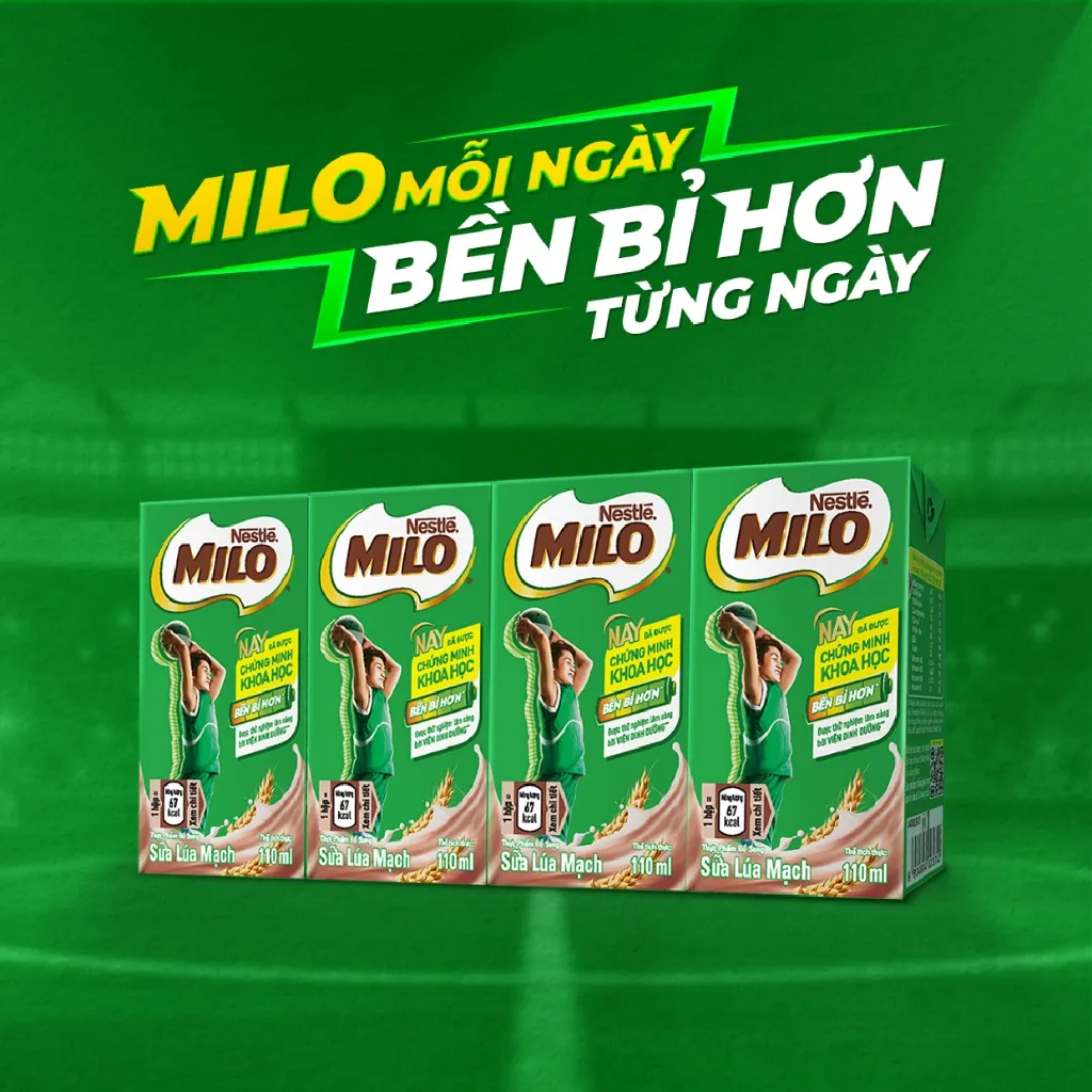 Ảnh Thùng 48 hộp sữa lúa mạch Nestlé MILO x 110ml (12x4x110ml) 2