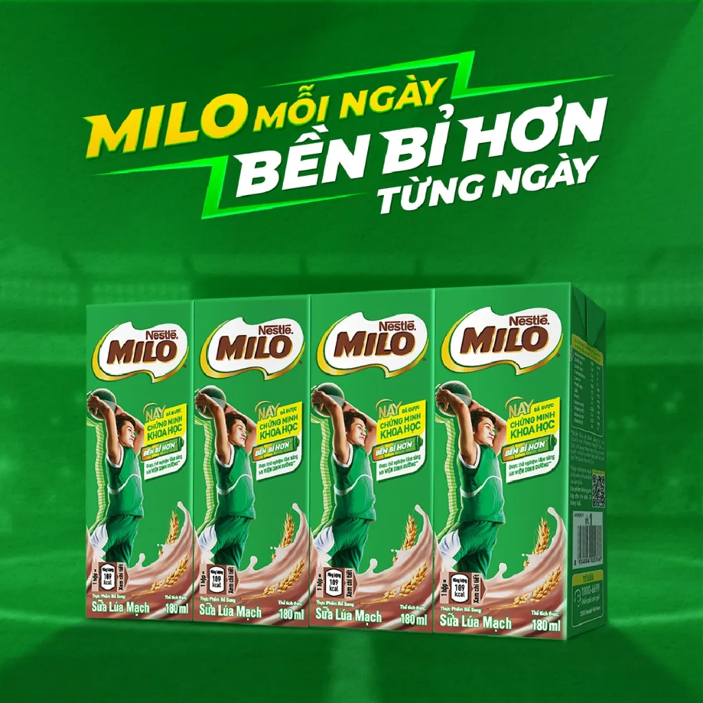 Ảnh Thùng 48 hộp sữa lúa mạch Nestlé MILO rời x 180ml không màng nhựa (48x180ml) 3