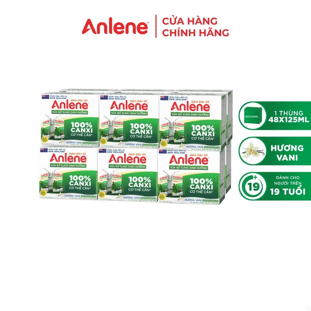 Ảnh Thùng 48 hộp sữa nước Anlene hương Vani đậm đặc ít béo 125ml 2