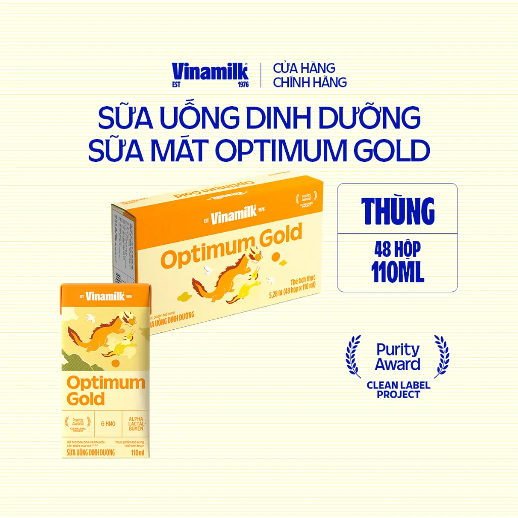 Ảnh Thùng 48 hộp Sữa pha sẵn Vinamilk Optimum Gold 110ml 1