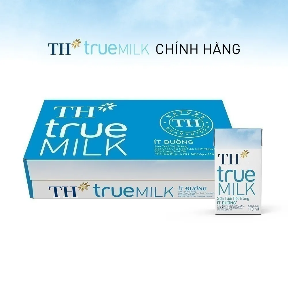 Ảnh Thùng 48 hộp sữa tươi tiệt trùng TH true MILK ít đường 110 ml (110 ml x 48) 1