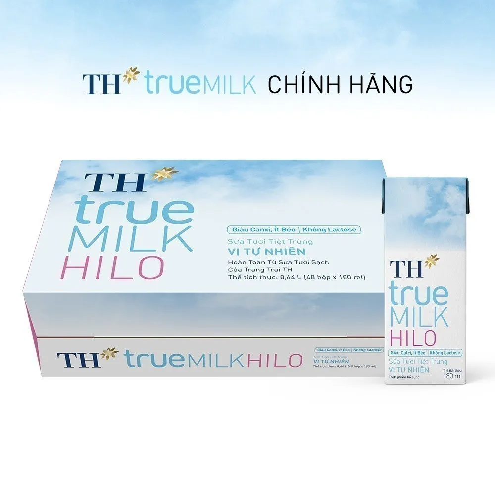 Ảnh Thùng 48 hộp sữa tươi tiệt trùng TH true MILK HILO vị tự nhiên 180 ml (180 ml x 48) 1