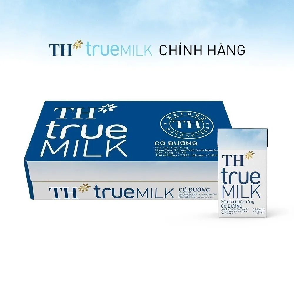 Ảnh Thùng 48 hộp sữa tươi tiệt trùng TH true MILK có đường 110 ml (110 ml x 48) 1