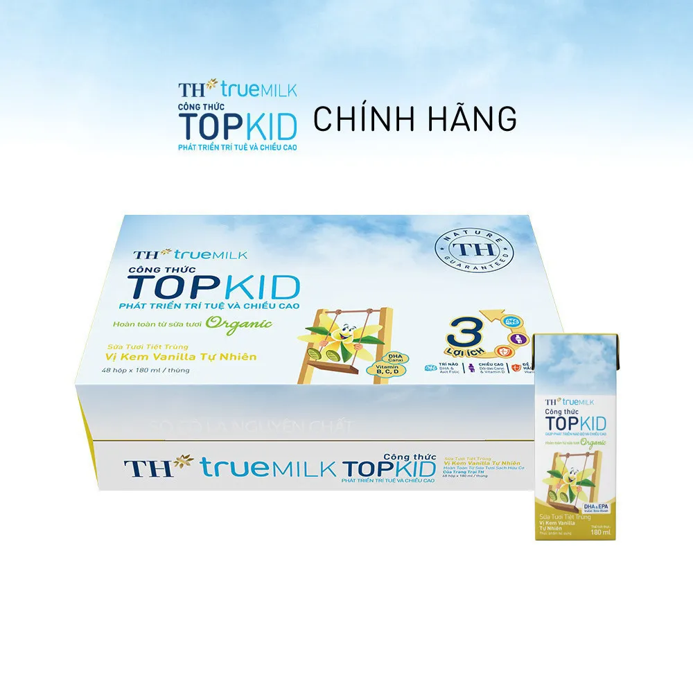 Ảnh Thùng 48 hộp sữa tươi tiệt trùng TOPKID kem vanilla tự nhiên TH true MILK 180ml 1