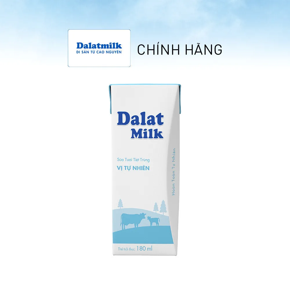 Ảnh Thùng 48 hộp sữa tươi tiệt trùng Dalatmilk vị tự nhiên 180 ml (180 ml x 48) 2