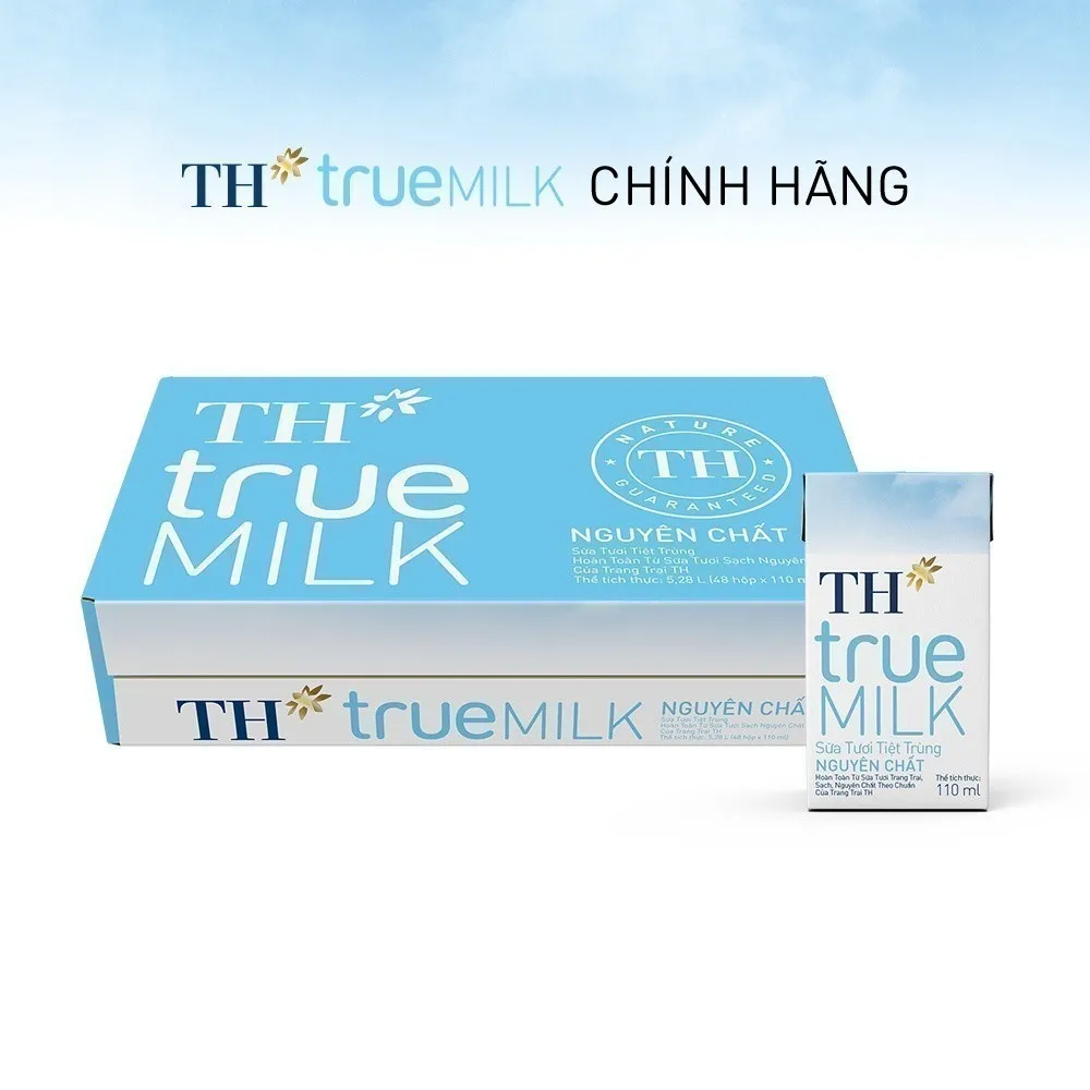 Ảnh Thùng 48 hộp sữa tươi tiệt trùng TH true MILK nguyên chất 110 ml (110 ml x 48) 1