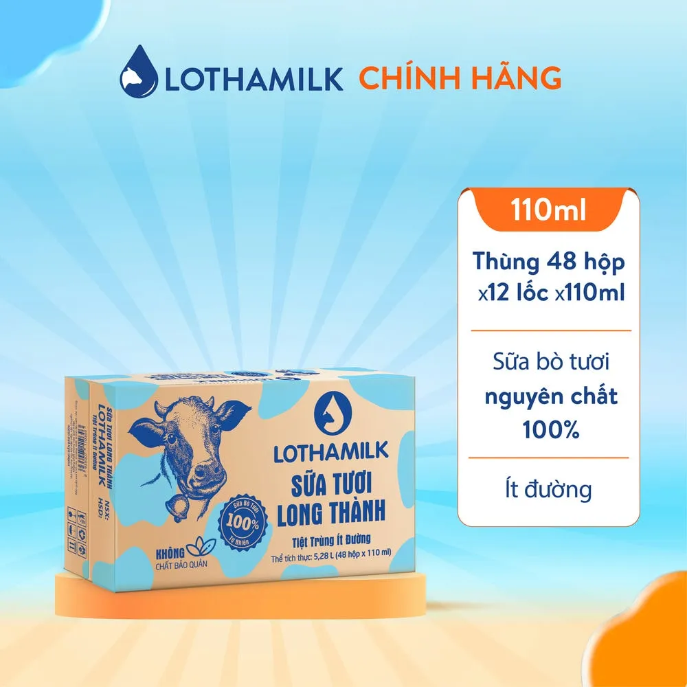Ảnh Thùng 48 hộp sữa tươi tiệt trùng Lothamilk 110ml 1