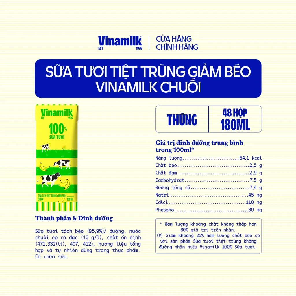 Ảnh Thùng 48 Hộp Sữa tươi tiệt trùng Vinamilk 100% Chuối 180ml 4