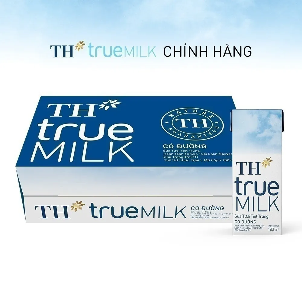 Ảnh Thùng 48 hộp sữa tươi tiệt trùng TH true MILK có đường 180 ml (180 ml x 48) 1