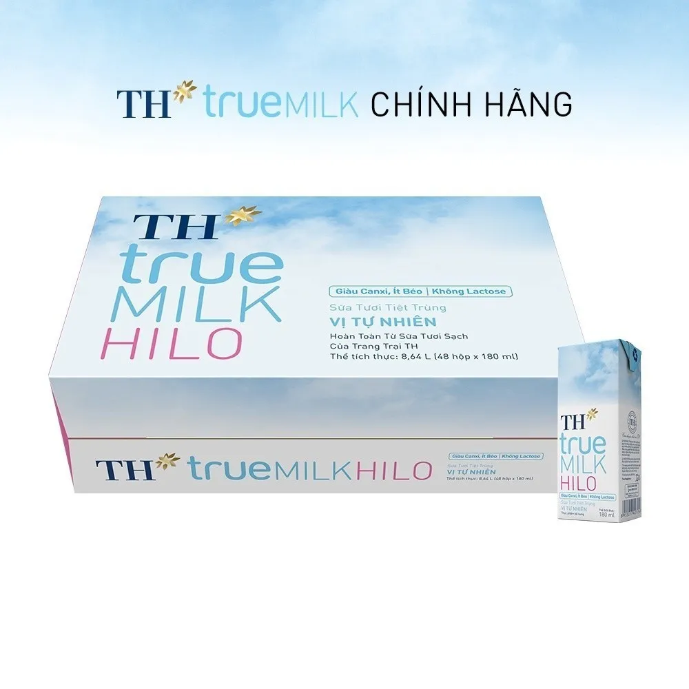 Ảnh Thùng 48 hộp sữa tươi tiệt trùng TH True Milk HILO 180ml (48 hộp) 1