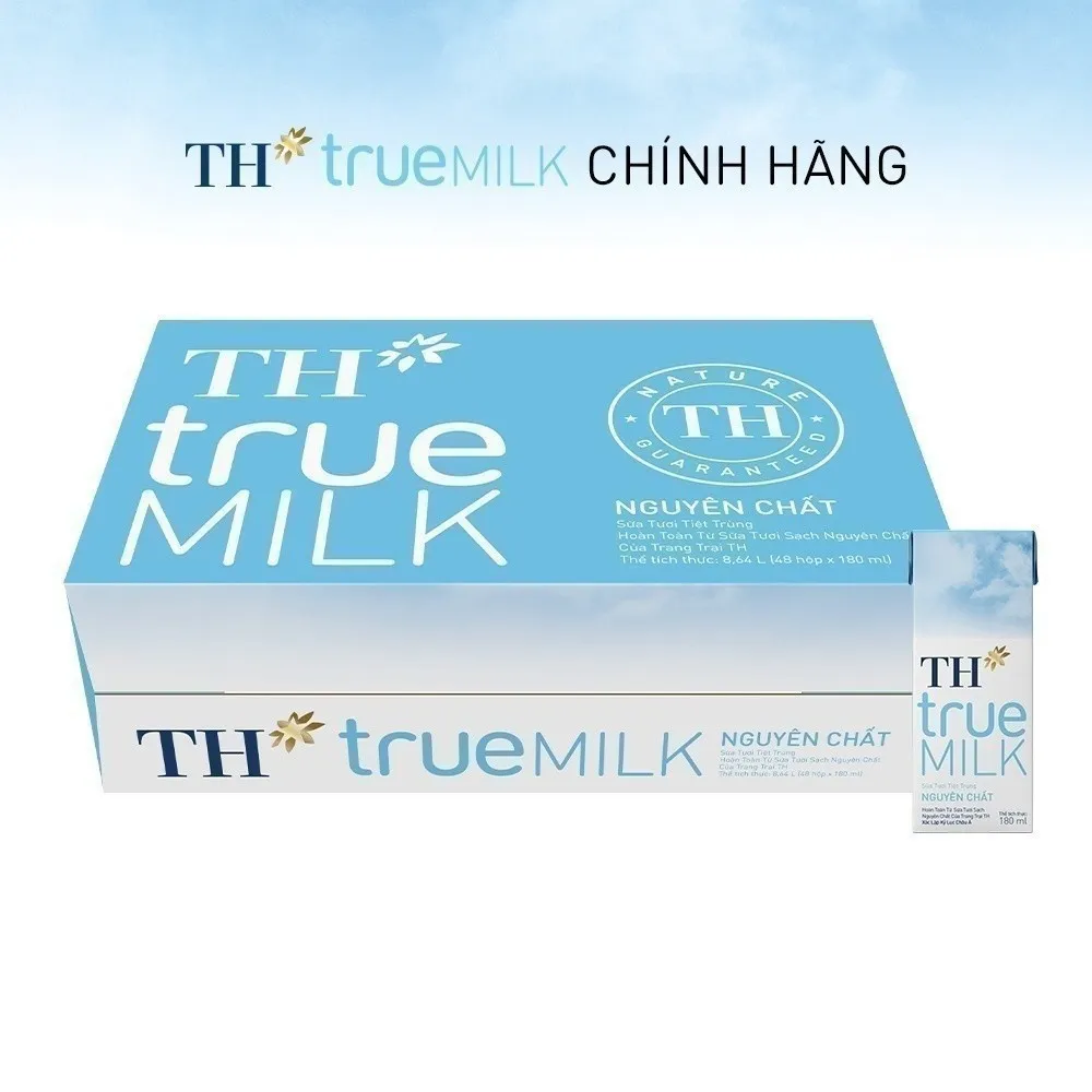 Ảnh Thùng 48 hộp sữa tươi tiệt trùng TH true MILK nguyên chất 180 ml (180 ml x 48) 1