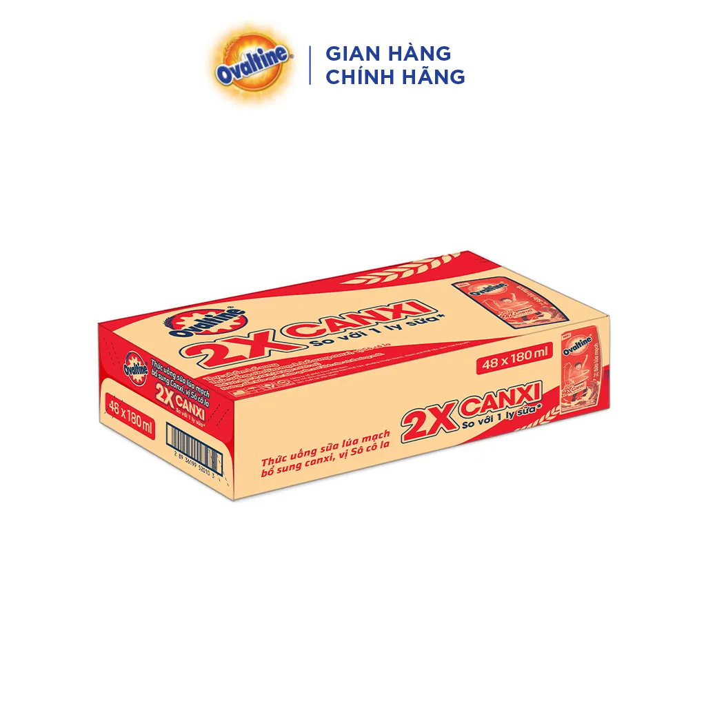 Ảnh Thùng 48 hộp Thức uống lúa mạch gấp đôi Canxi hương vị sô-cô-la Ovaltine (180ml x 48) 2