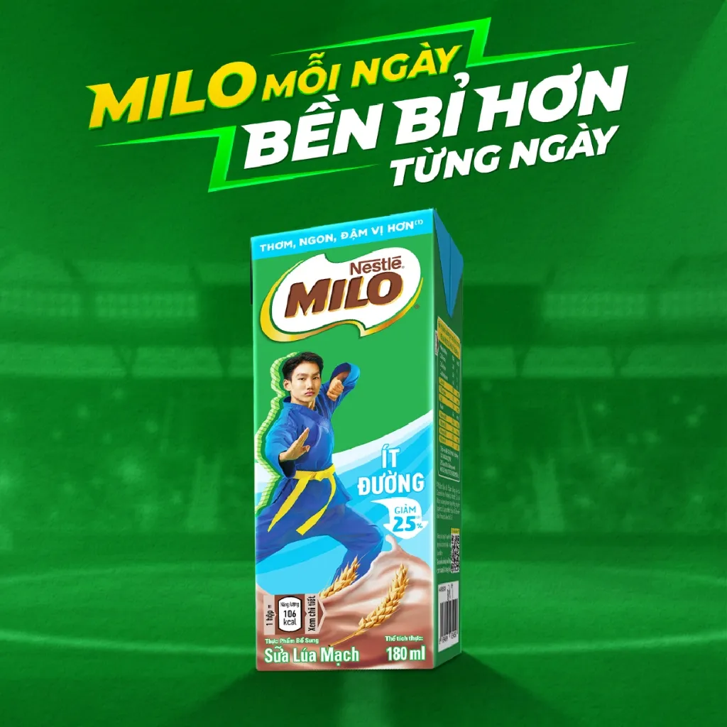 Ảnh Thùng 48 hộp thức uống lúa mạch uống liền Nestlé MILO ít đường 48x180ml 2