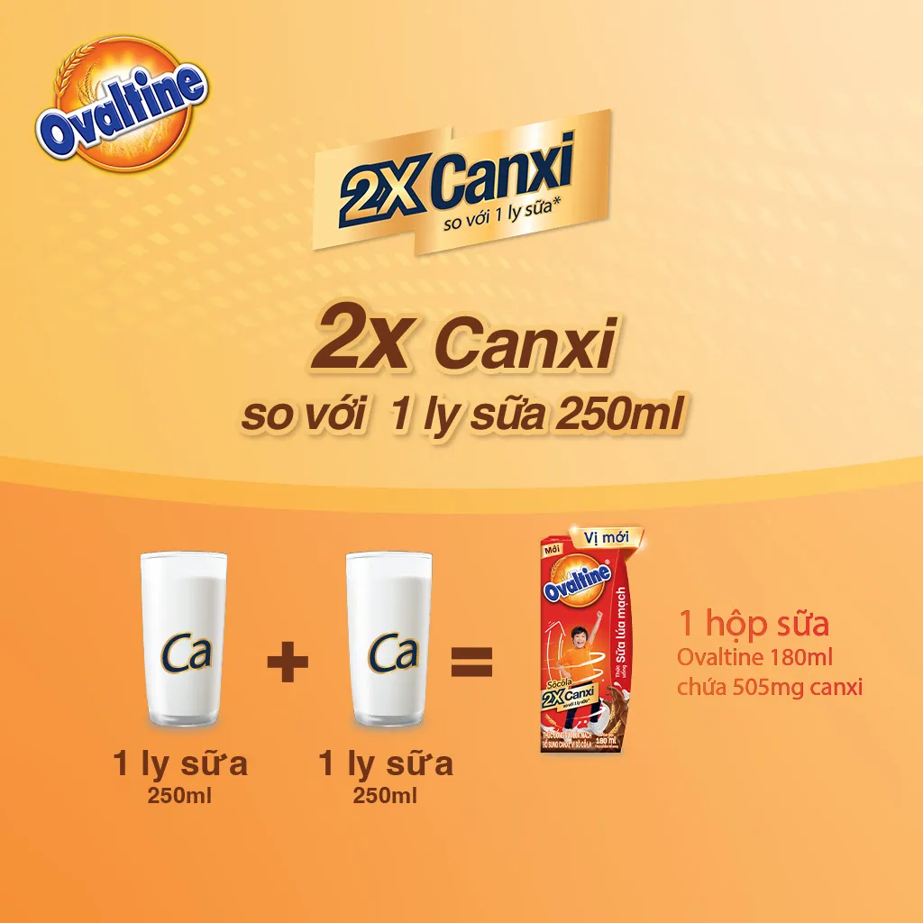 Ảnh Thùng 48 hộp Thức uống lúa mạch gấp đôi Canxi hương vị sô-cô-la Ovaltine (180ml x 48) 4