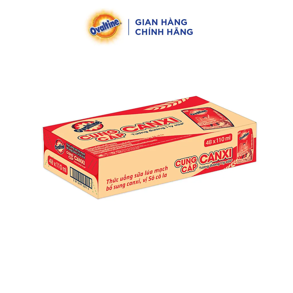 Ảnh Thùng 48 hộp Thức uống lúa mạch thêm Canxi hương vị sô-cô-la Ovaltine (110ml x 48) 2