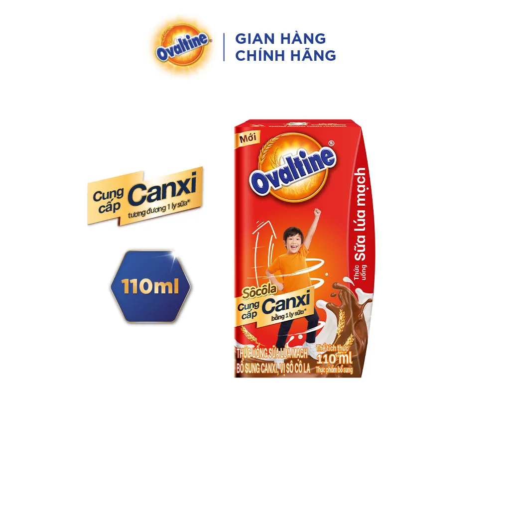 Ảnh Thùng 48 hộp Thức uống lúa mạch thêm Canxi hương vị sô-cô-la Ovaltine (110ml x 48) 3