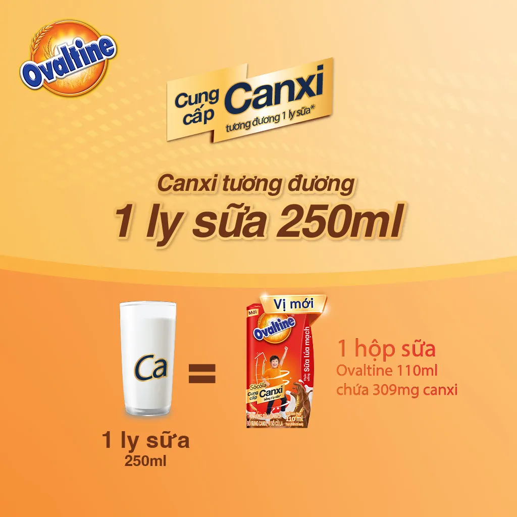 Ảnh Thùng 48 hộp Thức uống lúa mạch thêm Canxi hương vị sô-cô-la Ovaltine (110ml x 48) 4