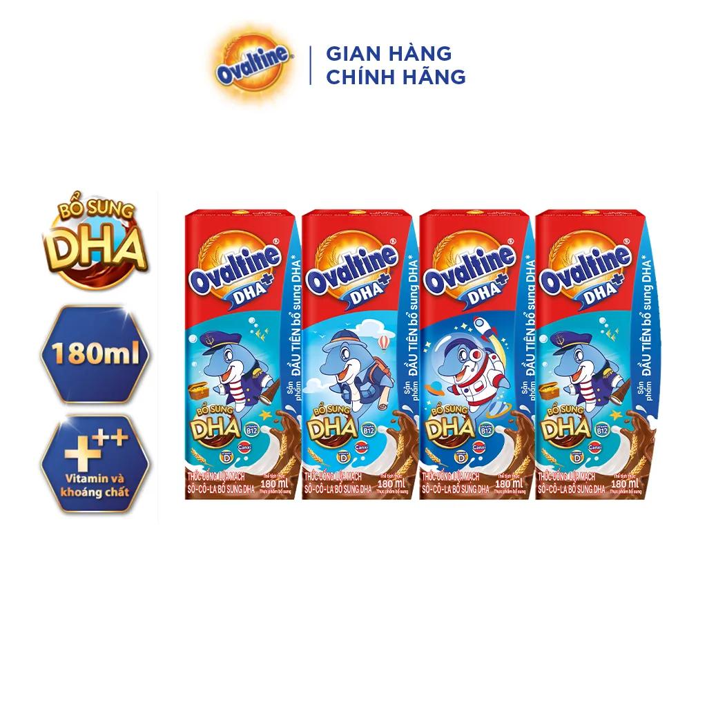 Ảnh Thùng 48 hộp Thức uống lúa mạch hương vị sô-cô-la Ovaltine DHA+ (180ml x 48) 2