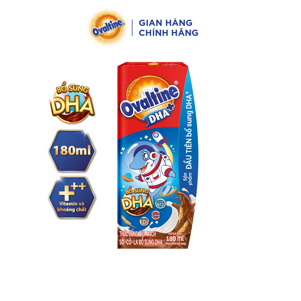 Ảnh Thùng 48 hộp Thức uống lúa mạch hương vị sô-cô-la Ovaltine DHA+ (180ml x 48) 4