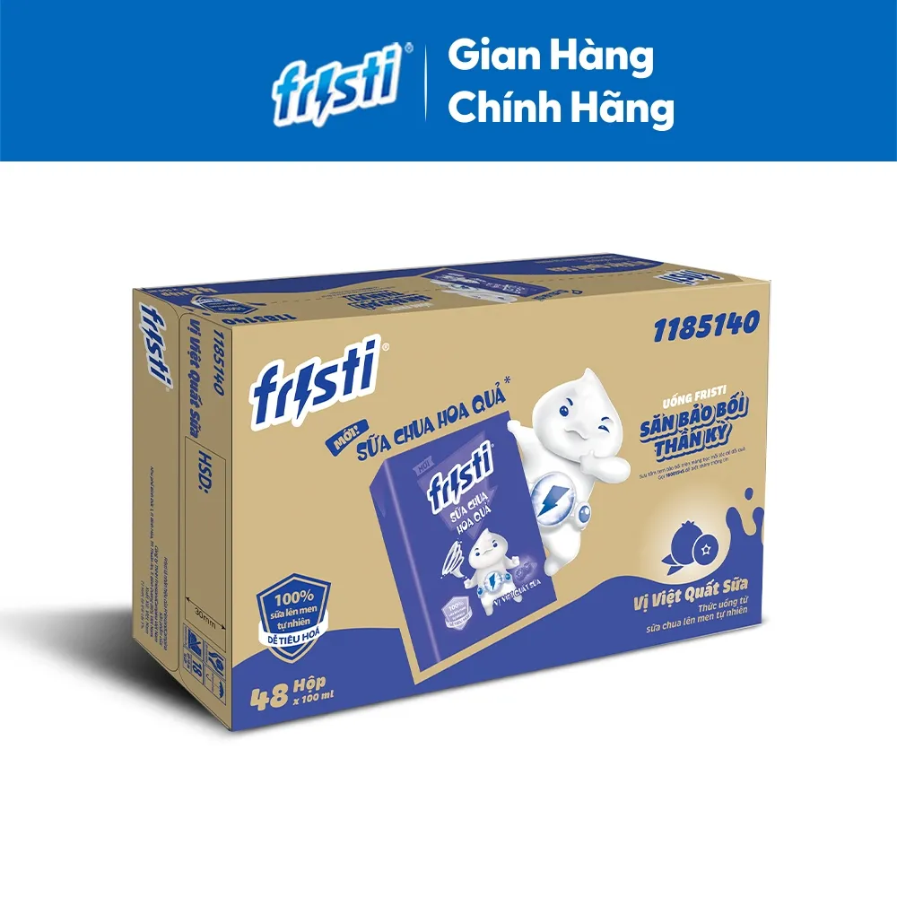 Ảnh Thùng 48 Hộp Thức Uống Từ Sữa Chua Lên Men Tự Nhiên Fristi Vị Việt Quất Sữa (48x100ml) 1