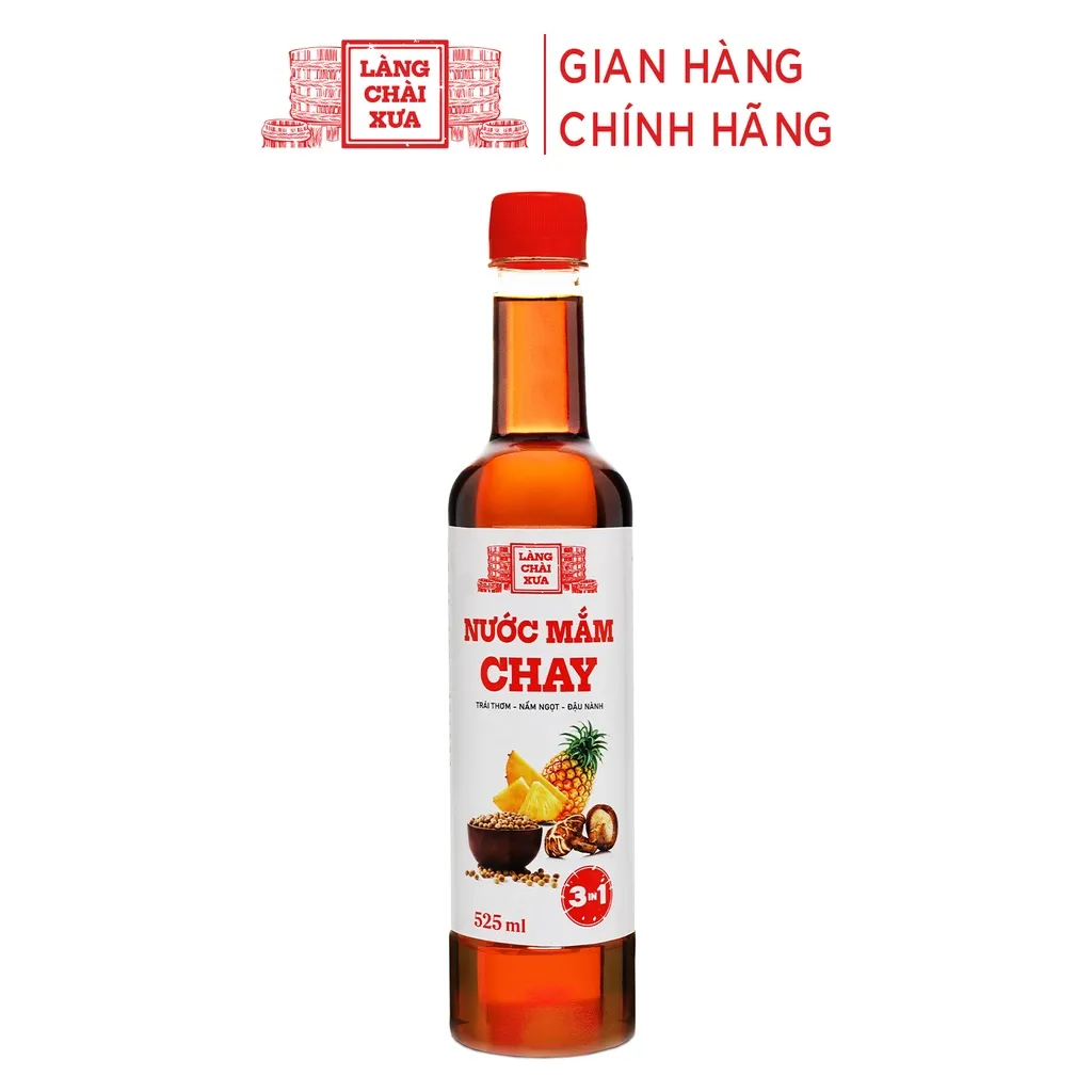 Ảnh Thùng 6 chai nước mắm CHAY 3 trong 1 Làng Chài Xưa 525ml trái thơm nấm ngọt đậu nành 300 năm truyền thống 3