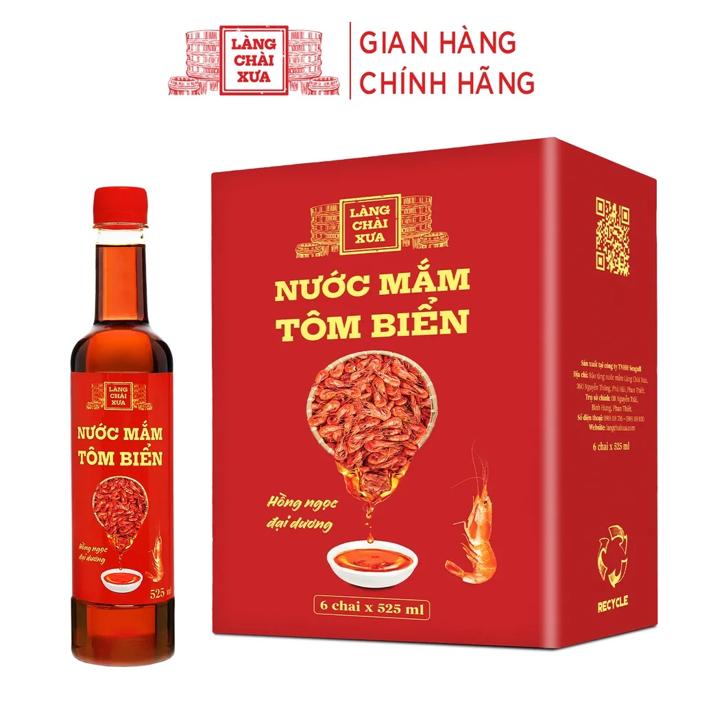 Ảnh Thùng 6 chai nước mắm tôm biển Làng Chài Xưa 525ml Hồng Ngọc Đại Dương 300 năm truyền thống 3
