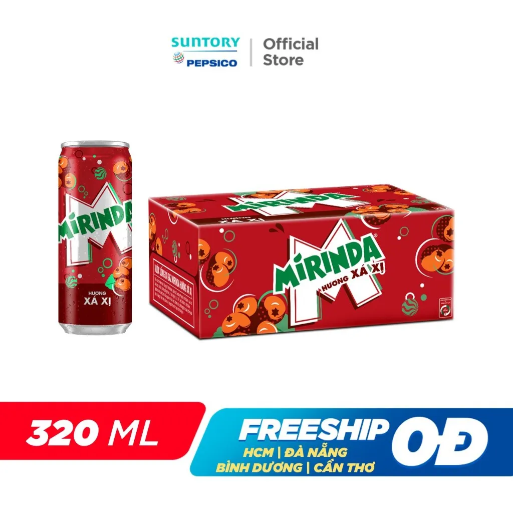 Ảnh Thùng Nước Ngọt Có Gaz Mirinda Xá Xị (320ml/lon) 2