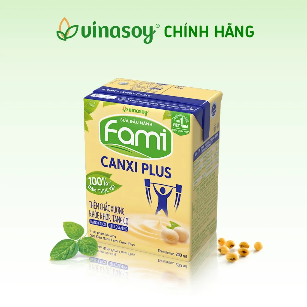 Ảnh Thùng sữa đậu nành Fami Canxi Plus nguyên vị hộp (36 hộp x 200ml) 1