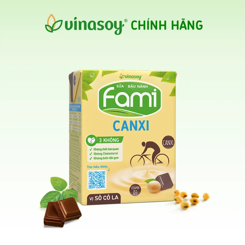 Ảnh Thùng sữa đậu nành Fami Canxi Vị sô cô la hộp (36 hộp x 200ml) 2