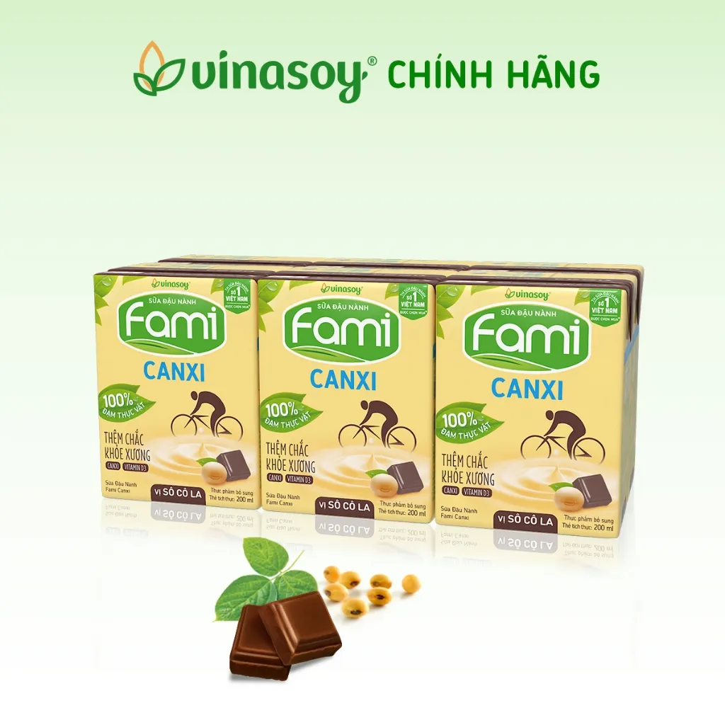 Ảnh Thùng sữa đậu nành Fami Canxi Vị sô cô la hộp (36 hộp x 200ml) 4
